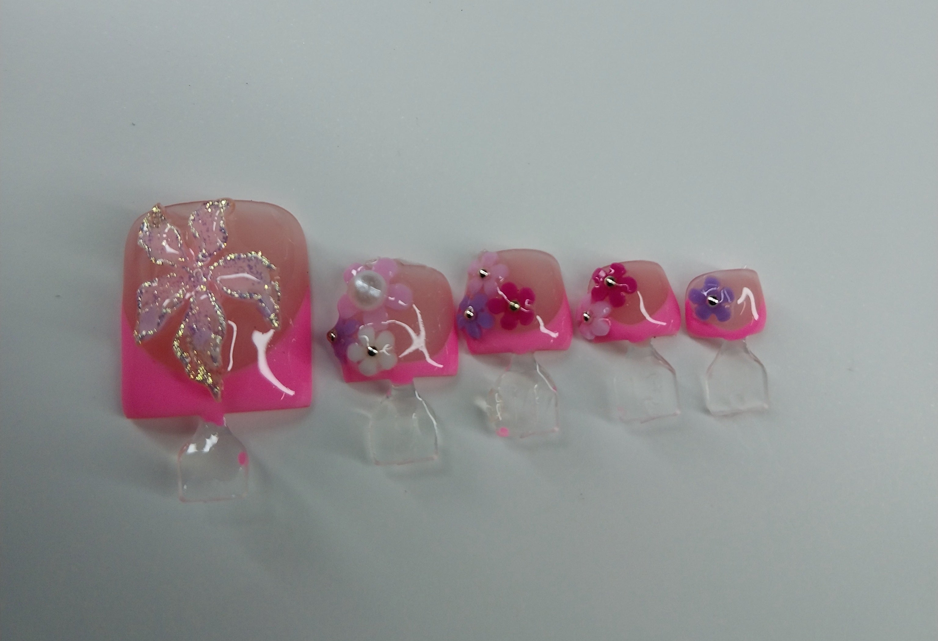 Pink French w floral 10PCS