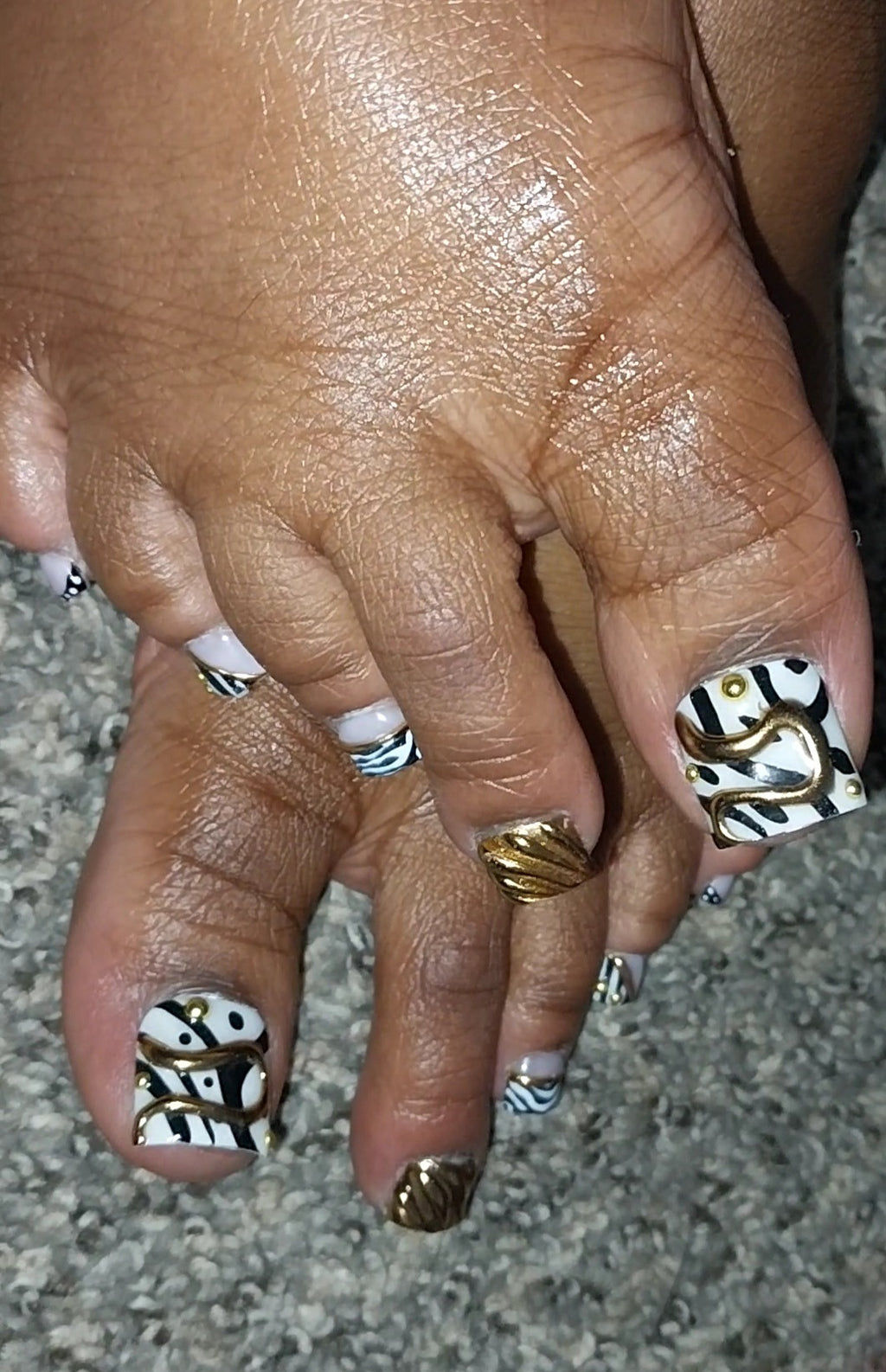 Black, gold, white chrome