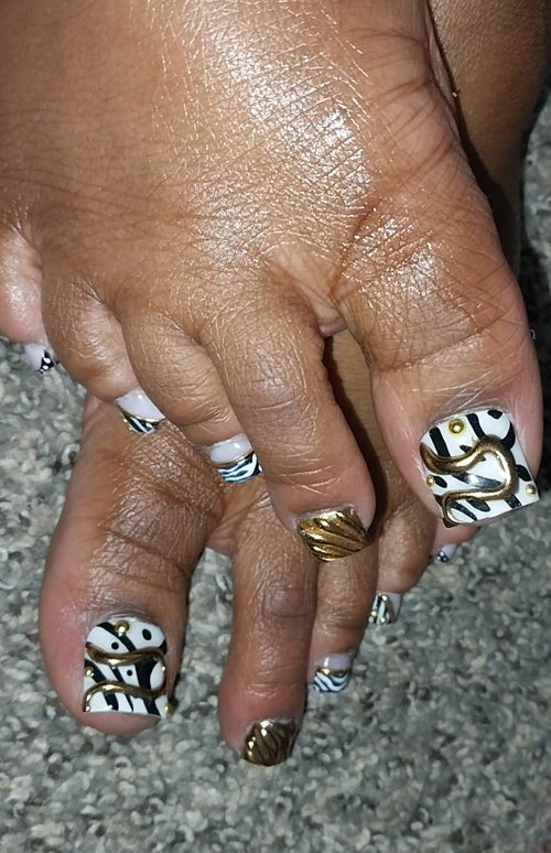 Black, gold, white chrome